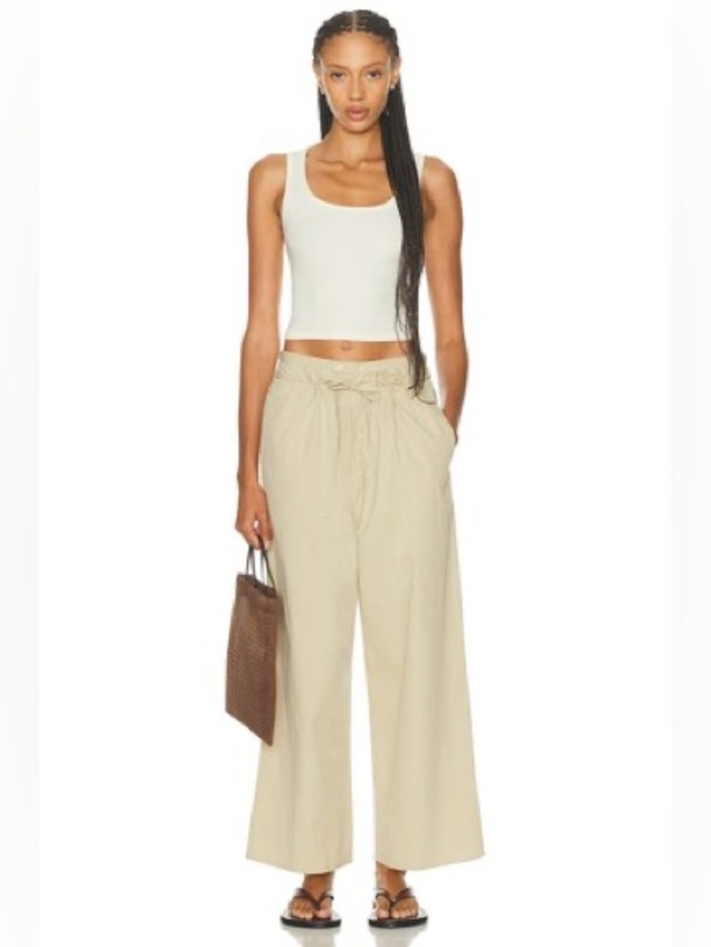 Deiji studiosTWO BAND PANT
Wide-Leg Drawstring Pants in Beige